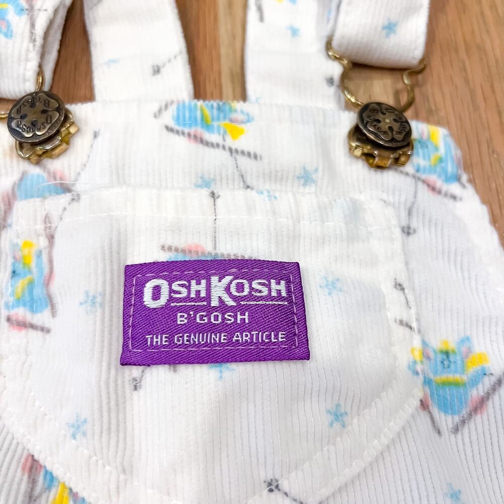 Vintage 4T OshKosh B'Gosh Baby Overall Skirt Ski Bunny White Corduroy USA - Picture 3 of 9